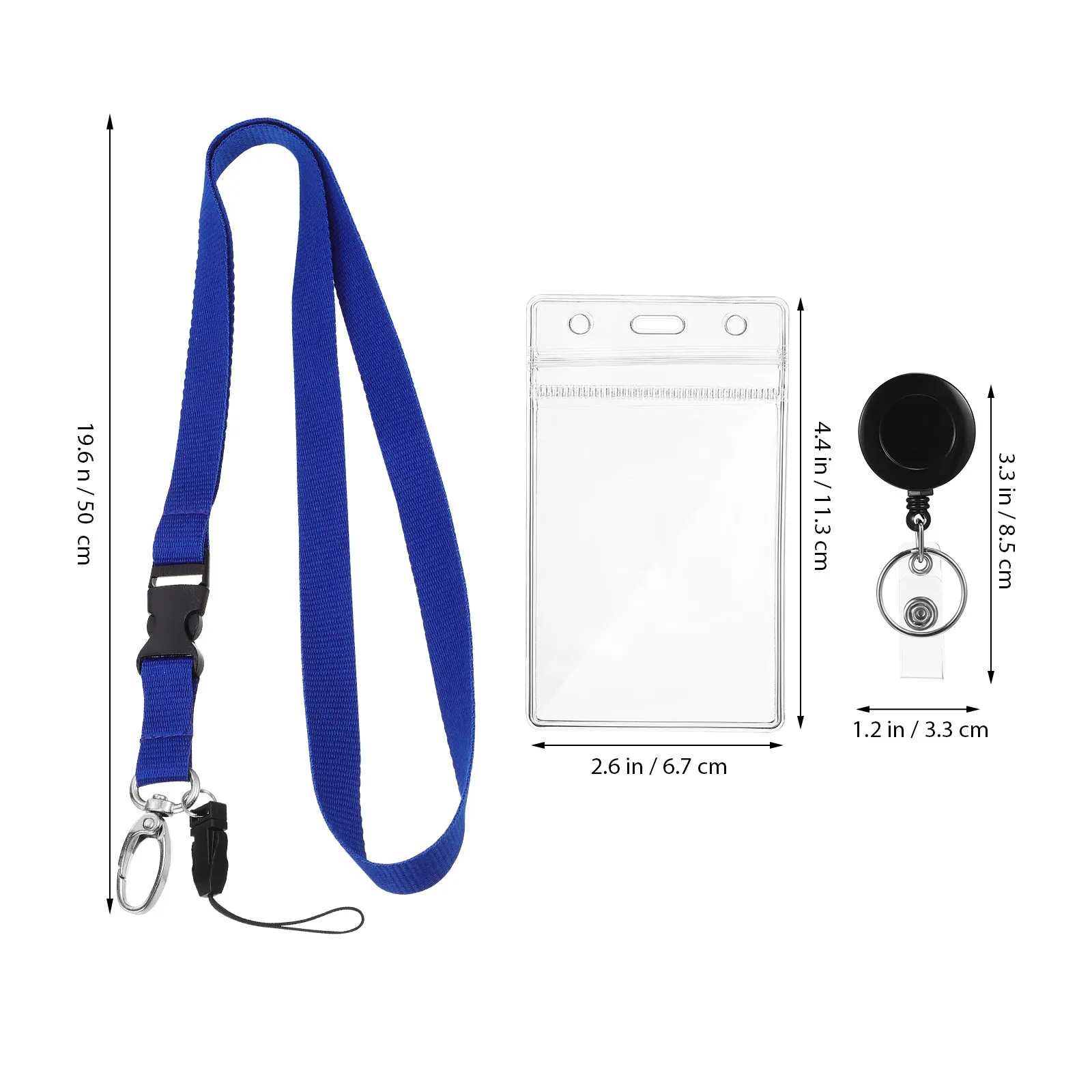 2Sets Heavy Duty Id Card Holder Lanyard Set PVC Material Dual Slot Design Zippered Side Anti-Loss Card Sleeve for Employees