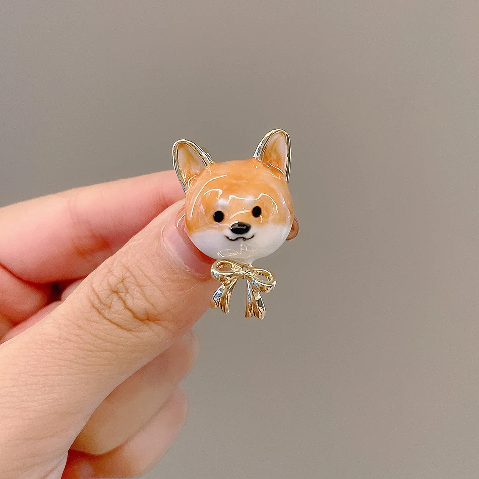 2024 New Cute Yellow Shibainu Dog Enamel Pins for Women Girls Oil Dropping Animal Brooches Kids Jewelry Accessories Gift