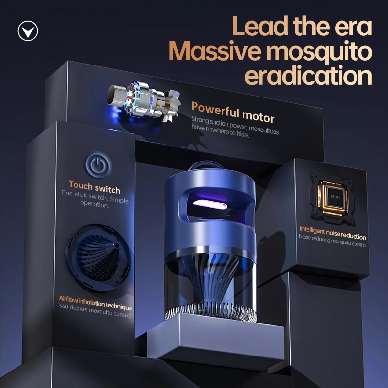 HOMEFISH 720° Full Surround Suction Mosquito Trap USB Powered Indoor LED Mosquito Killer Lamp Quiet Bug Catcher for Home Bedroom