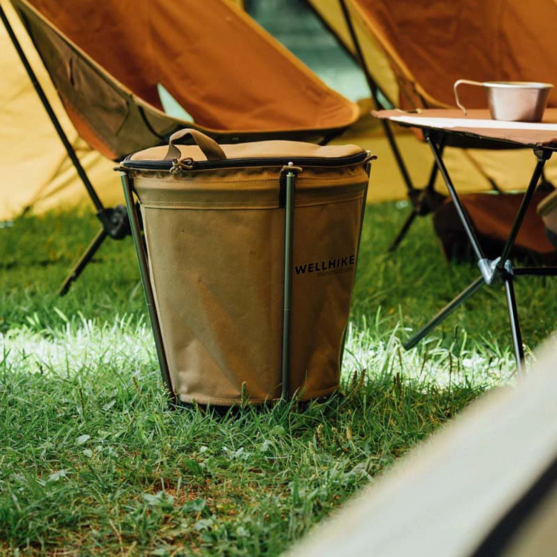 Imagem -02 - Auto-drive Camping Churrasco Limpeza Bbq Cilindro Portátil Camping Trash Can Tambor de Armazenamento Dobrável Compressível Canvas Can