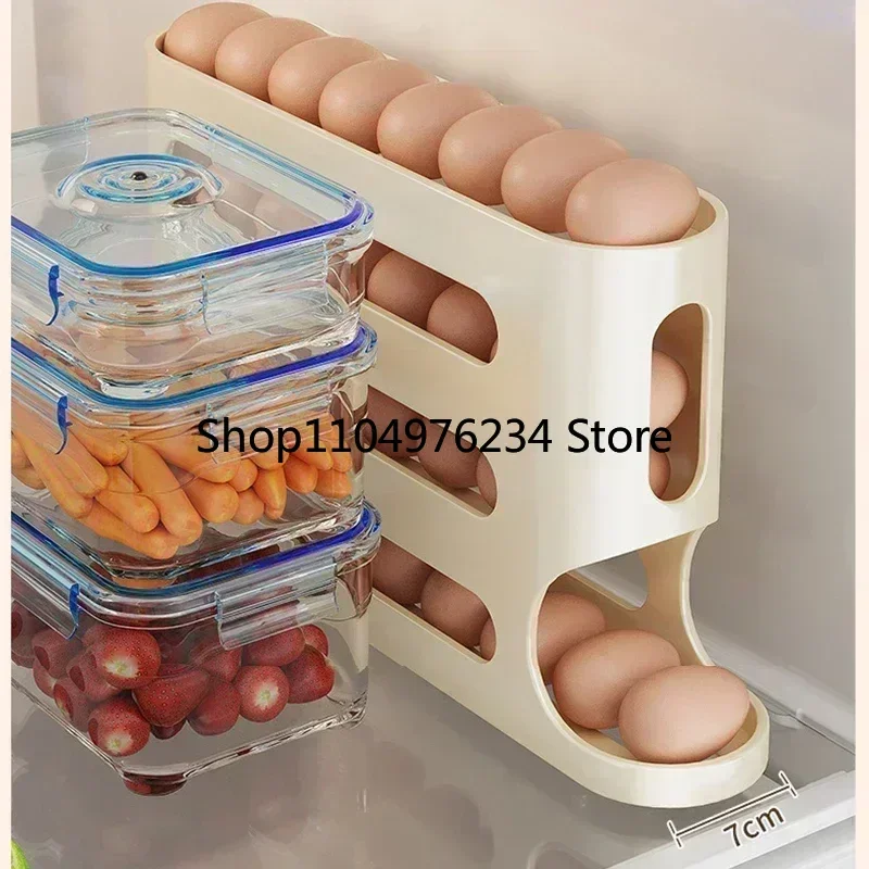 صندوق تخزين البيض المنزلق، 2-4 طبقات، نمط الدرج، التخزين، الثلاجة، الباب الجانبي، سعة كبيرة، آلة لف البيض الأوتوماتيكية