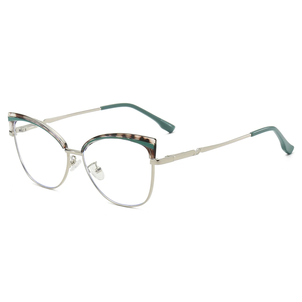 JMISUS Women's Trendy Butterfly Prescription Glasses Cateye Alloy Myopia Progressive Eyewear with Spring Leg