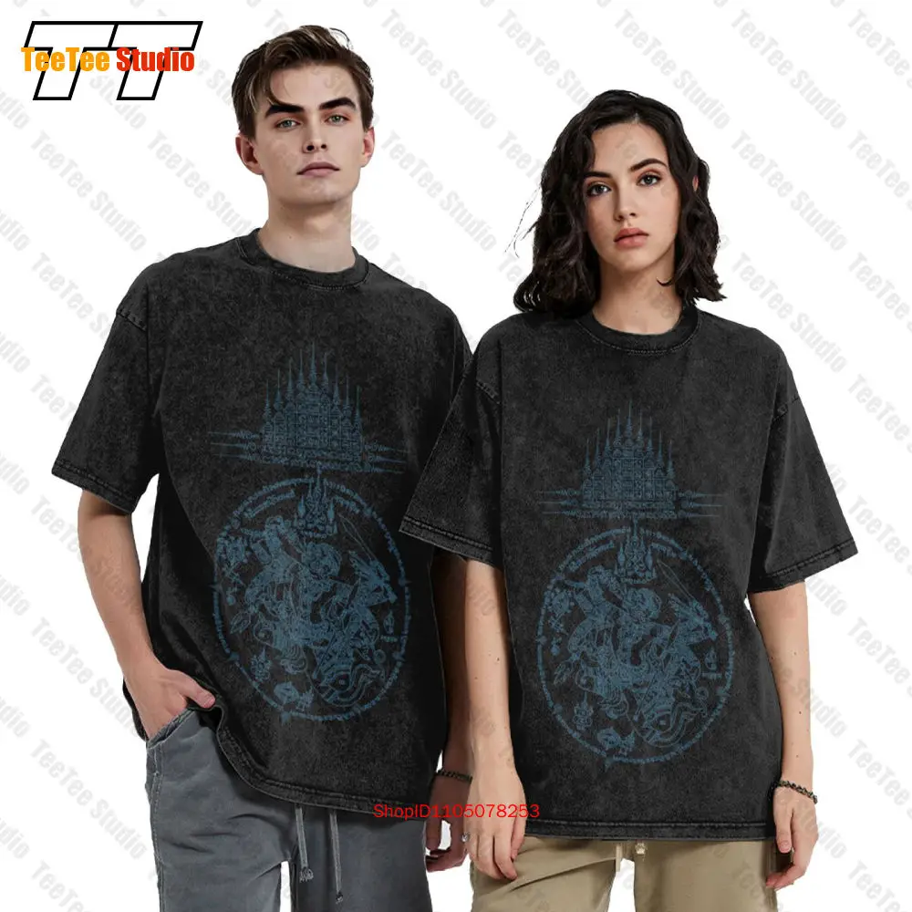 Sak Yant Deity Tattoo Thai Boxer Thailand Vintage Oversized T-Shirt 80M9
