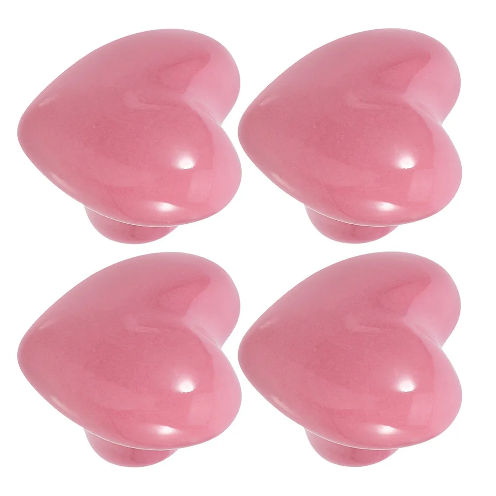 4pcs Heart Shaped Ceramic Cabinet Knobs Decorative Drawer Pulls For Wardrobe Closet Kitchen Furniture Glazed Dresser Handles