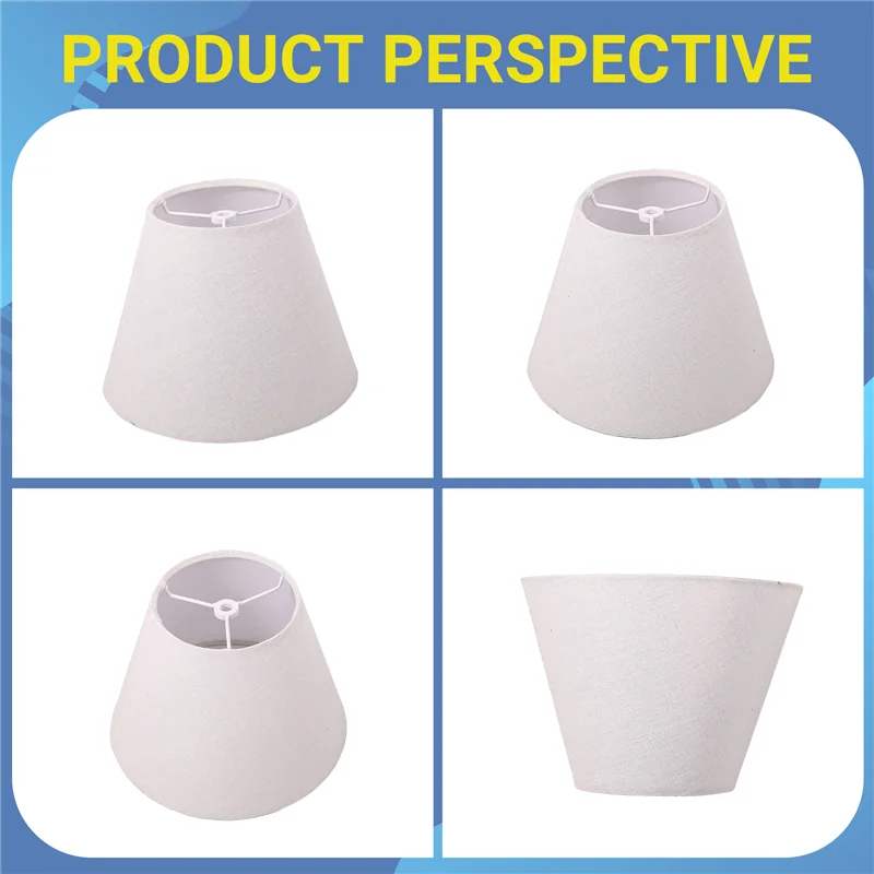 AC88-Lamp Shade Linen Fabric White Lamp Shade Small 5 Inch Top Diameter X 9 Inch Bottom Diameter X 7 Inch Tall (White With Gold