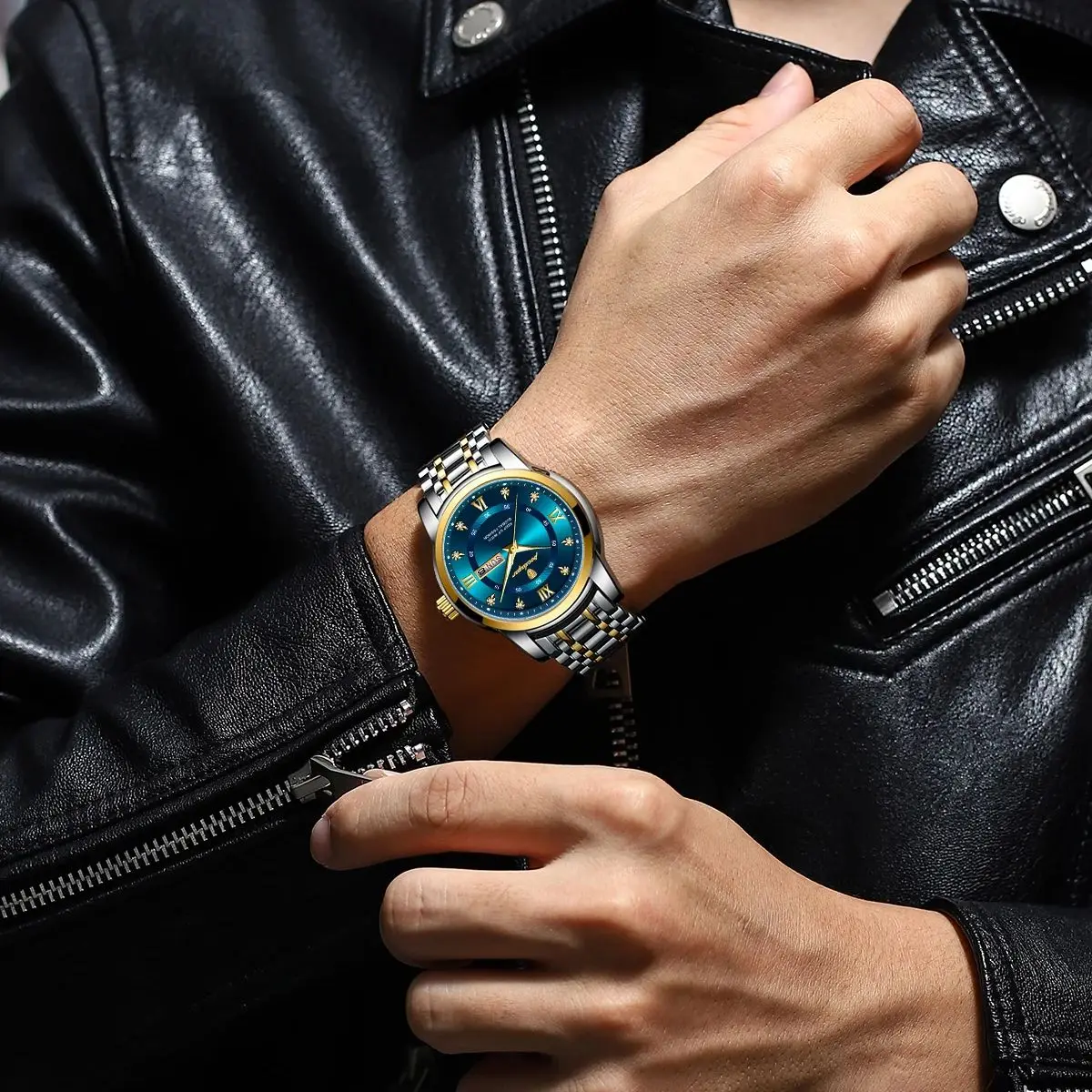 POEDAGAR Original Luxury Watch for Men Date Week Waterproof Luminous Man Watch Stainless Steel Quartz Business Men's Watches+Box