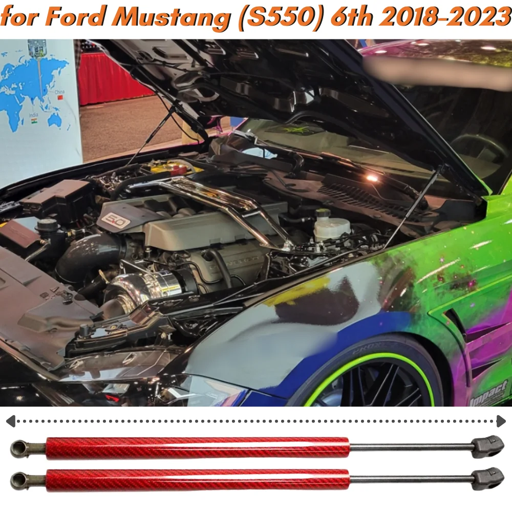 

Qty(2) Hood Struts for Ford Mustang (S550) 6th 2018-2023 Lightweight Aluminum Hood Front Bonnet Gas Springs Shocks Lift Supports