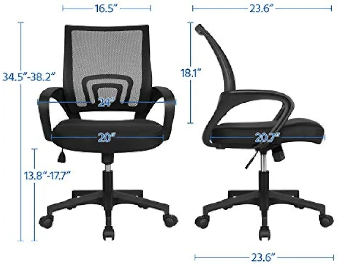 Silla de oficina ergonómica de escritorio con respaldo medio, silla de ordenador grande y barata, silla giratoria de malla con soporte Lumbar