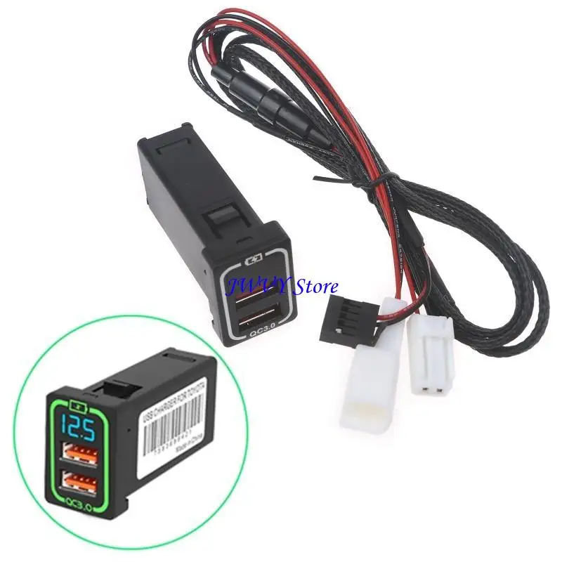 

573A Dual USB QC3.0 Car with LED Voltmeter Display Universal Phone Auto Vehicle Quick Charging Adapter for