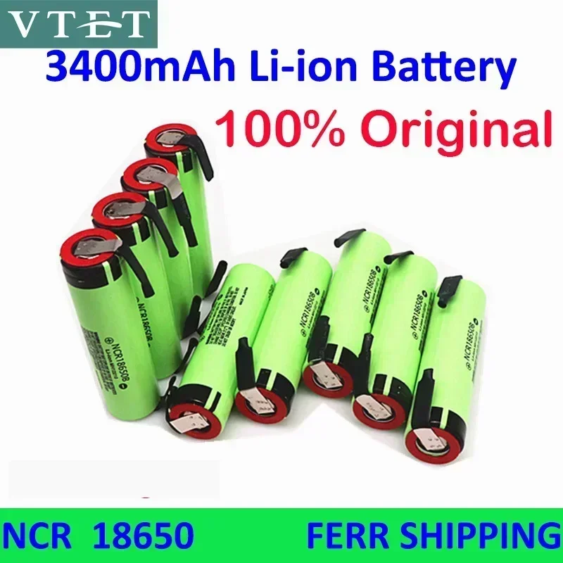 2024 New 100% Original NCR18650B 3400mAh Battery 3.7V Rechargeable Li-ion Battery 3.7V 18650 Battery 3400mAh+DIY Nicke+Hot Sale