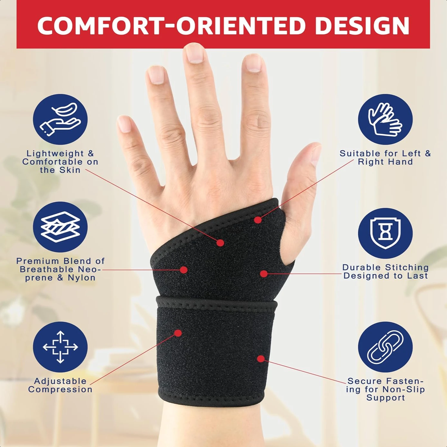 1PC Wrist Support Brace Adjustable Wrist Strap  Sports Protecting/Pain Relief/Carpal Tunnel/Arthritis/Injury Recovery Unisex