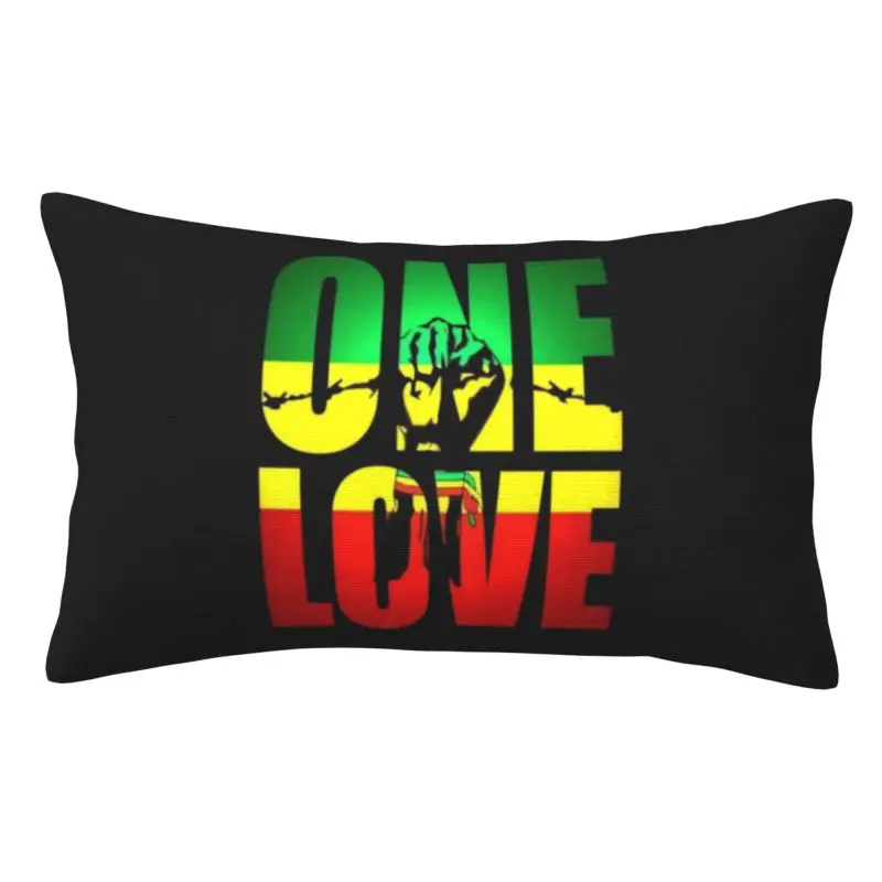 Custom Fashion One Love Jamaica Reggae Cushion Covers 60cmx40cm Polyester Throw Pillow Case for Bed Sofa Rectangle Pillowcase