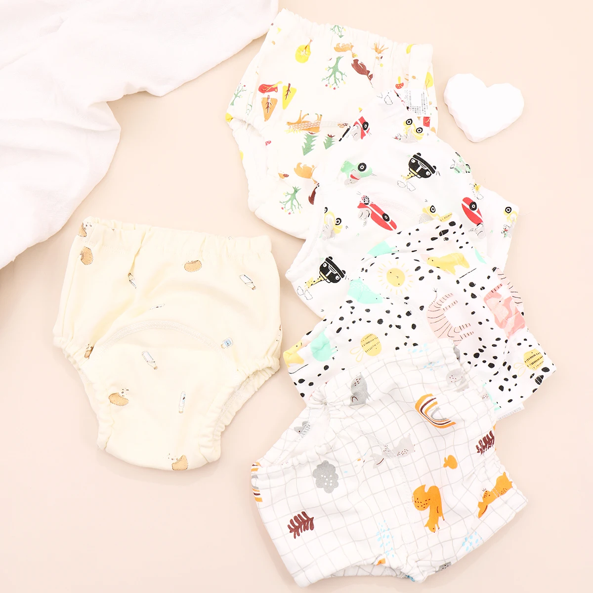 Baby Training Pants Todder Boy Girl Cartoon Muslin Cotton Underwear Cloth Panties Reusable Waterproof Potty Learning Diaper