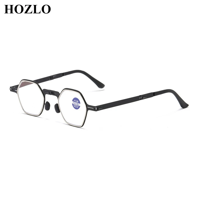 Unisex Foldable Portable Anti Blue Light Reading Glasses Women Men Rectangle/Round/Hexagon Presbyopic Spectacles Send With Pouch