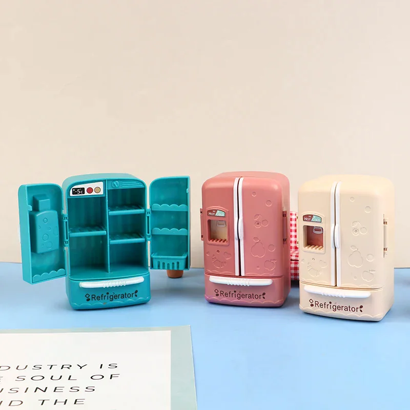 Dollhouse 1:12 Miniature Double Door Refrigerator Freezer Home Appliances Model Kitchen Decor Toy Doll House Accessories