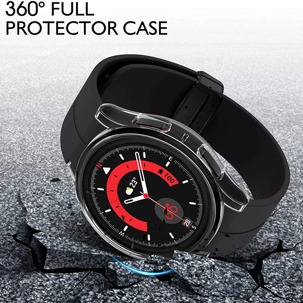 Pokrowiec na Samsung Galaxy Watch 5 Pro 45mm Galaxy Watch 5 40mm 44mm ochraniacz ekranu PC zderzak dookoła zegarek 5/5 Pro akcesoria