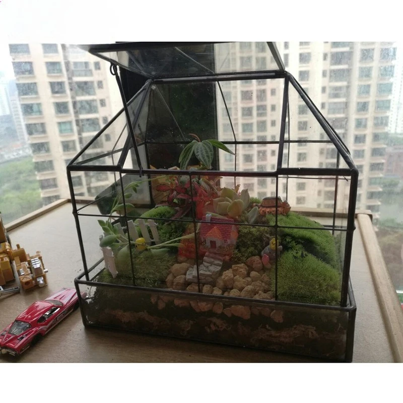 الشمال زخرفة المنزل الإبداعية هندسية غطاء زجاجي زهرة غرفة المشهد الصغير حوض شرفة الحرف الناعمة #3