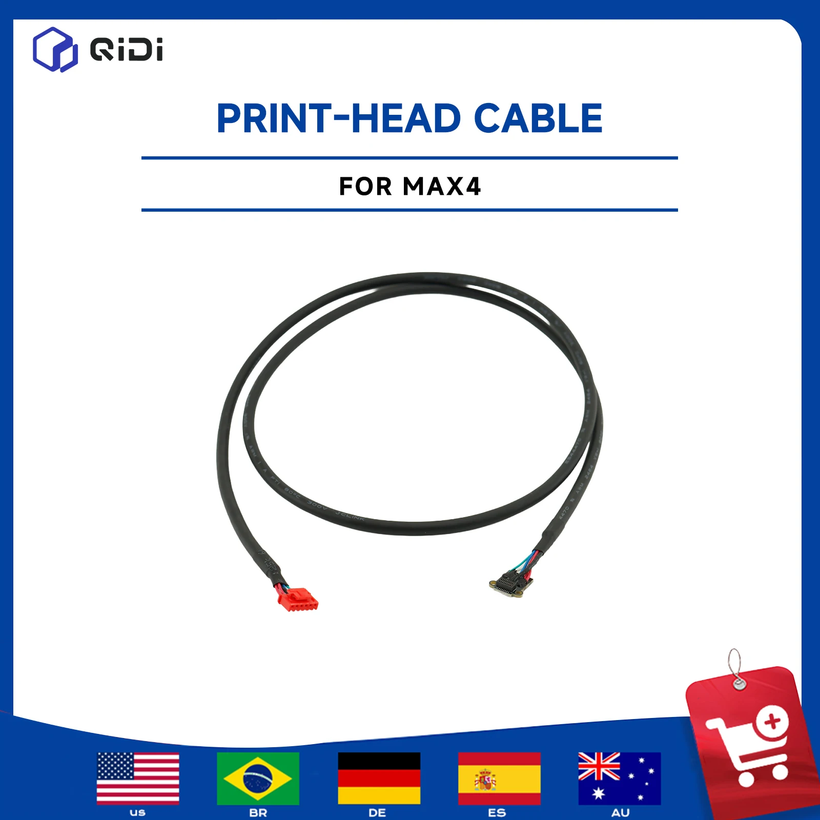 

QIDI Max 4 3D Printer Print-head Cable Toolhead Flat Ribbon Wire Loom Harness Line Impressora 3D Peças