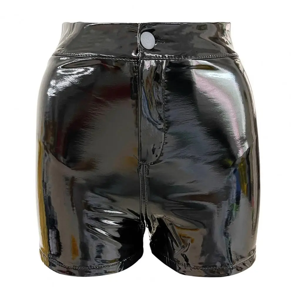 

Slimming High-waisted Shorts Glossy Faux Leather High Waist Women's Shorts Hip Lifting Elastic Nightclub Wear Elastic