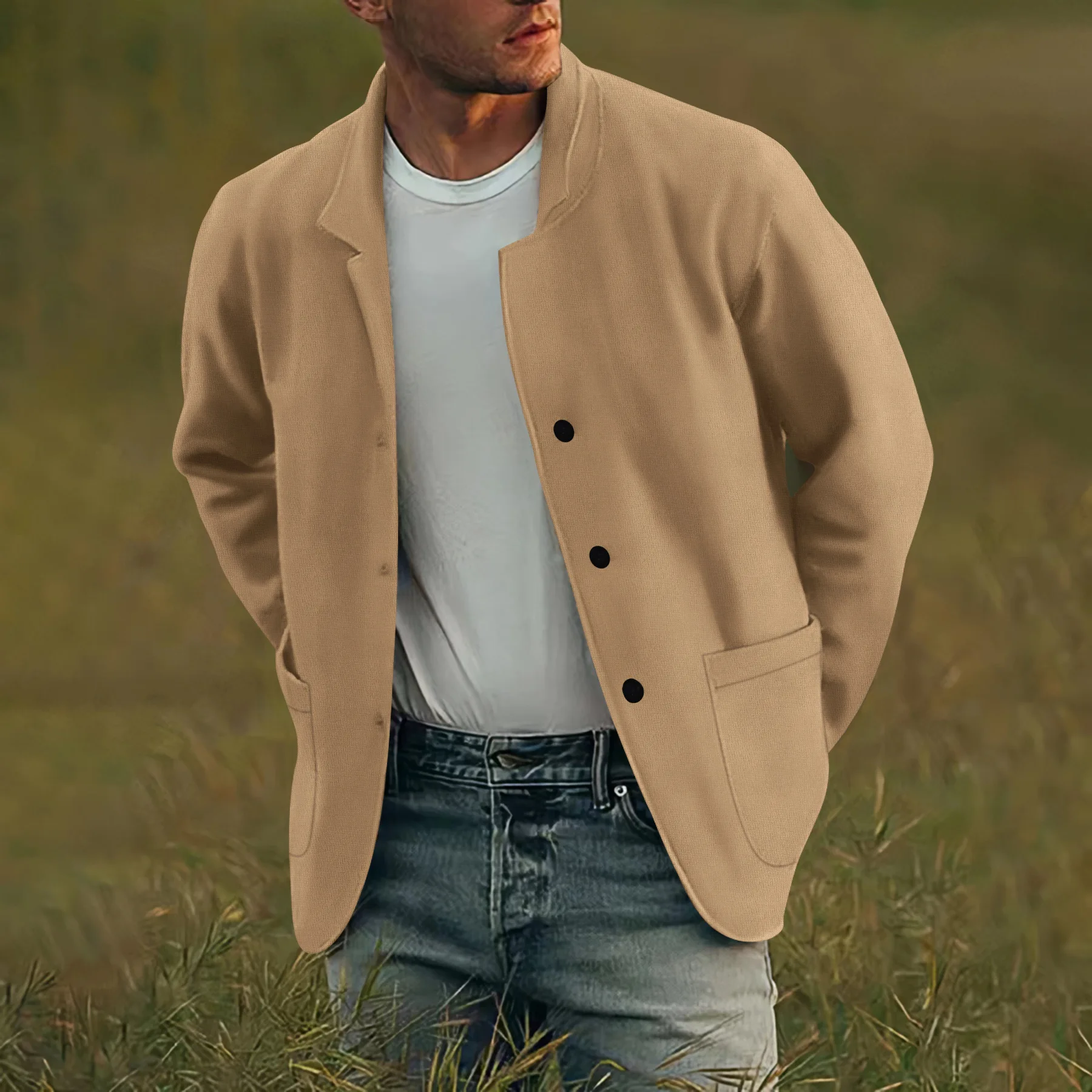 2026 Autumn New Men's Solid Color Trend Fashion Jacket Jacket Casual Coat