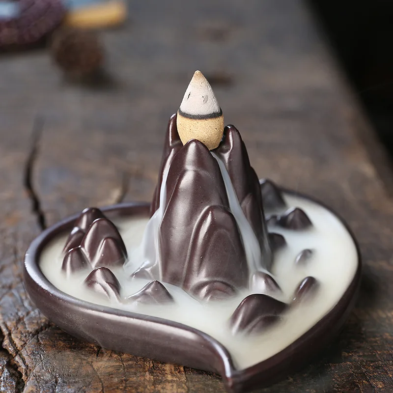 Ceramic Backflow Incense Burner - Creative Heart-shaped 