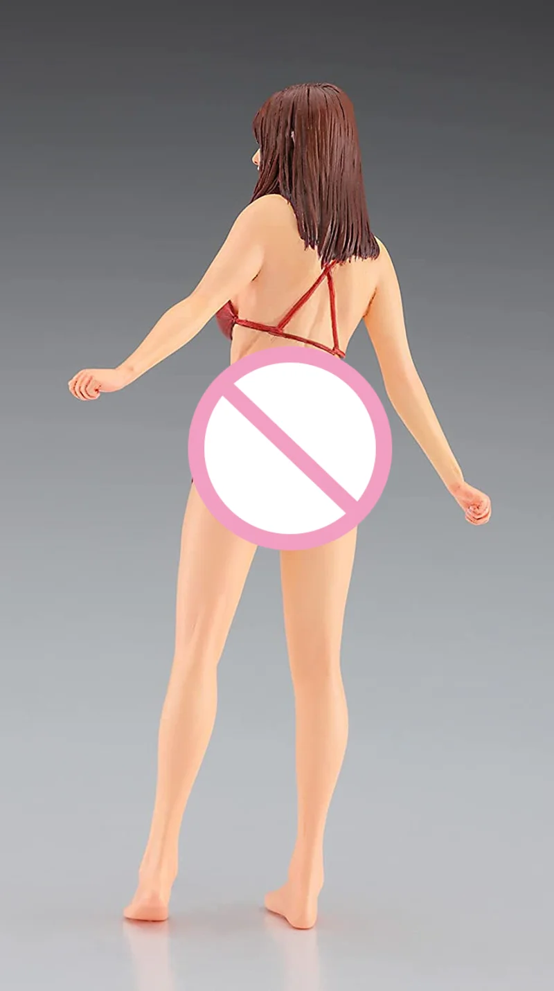 1/12 Scale Die-cast Resin Model Long Hair Swimsuit Bikini Girl Unpainted Model Assembly Kit