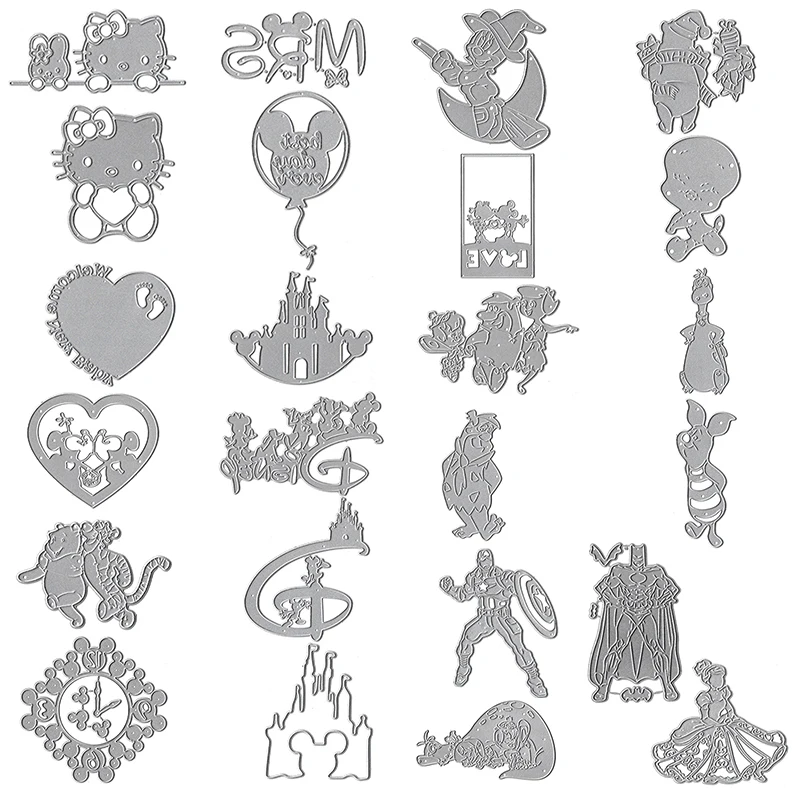 Disney Metal Cutting Dies is Suitable For Festival DIY Scrapbook Album 3D Greeting Card Decoration Mickey Bear Princess 2022 New