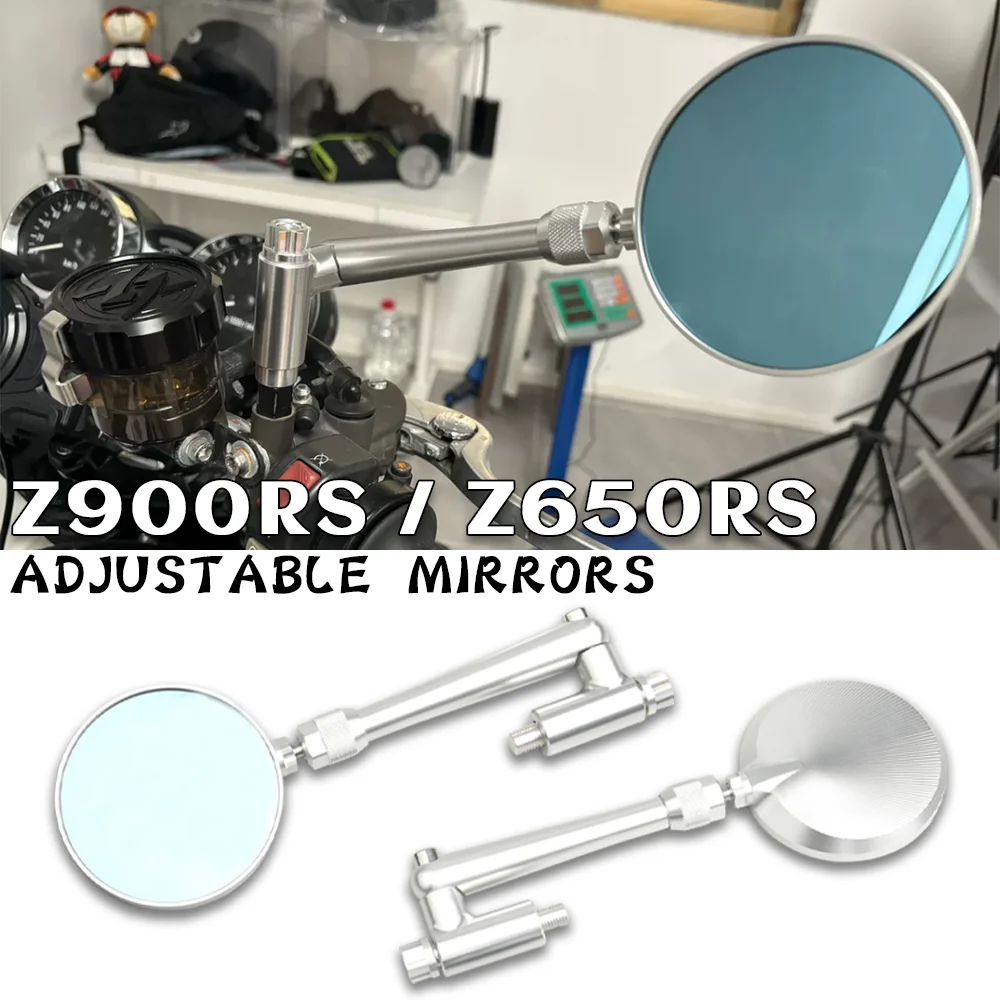 Z900RS Z650RS Motorcycle Rearview Mirror for KAWASAKI Z 900 RS Z650 RS Accessories Round Mirrors Z900 RS Adjustable Retro Mirror