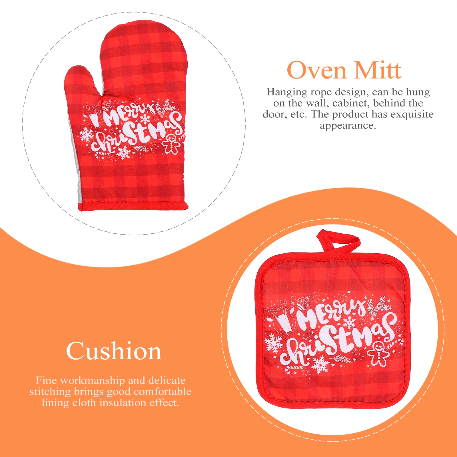 

2 Sets Oven Mitts Gloves Heat Resistant Insulating Pads Baking Cooking Christmas Gift Table Cushion Small Size Kitchen Barware
