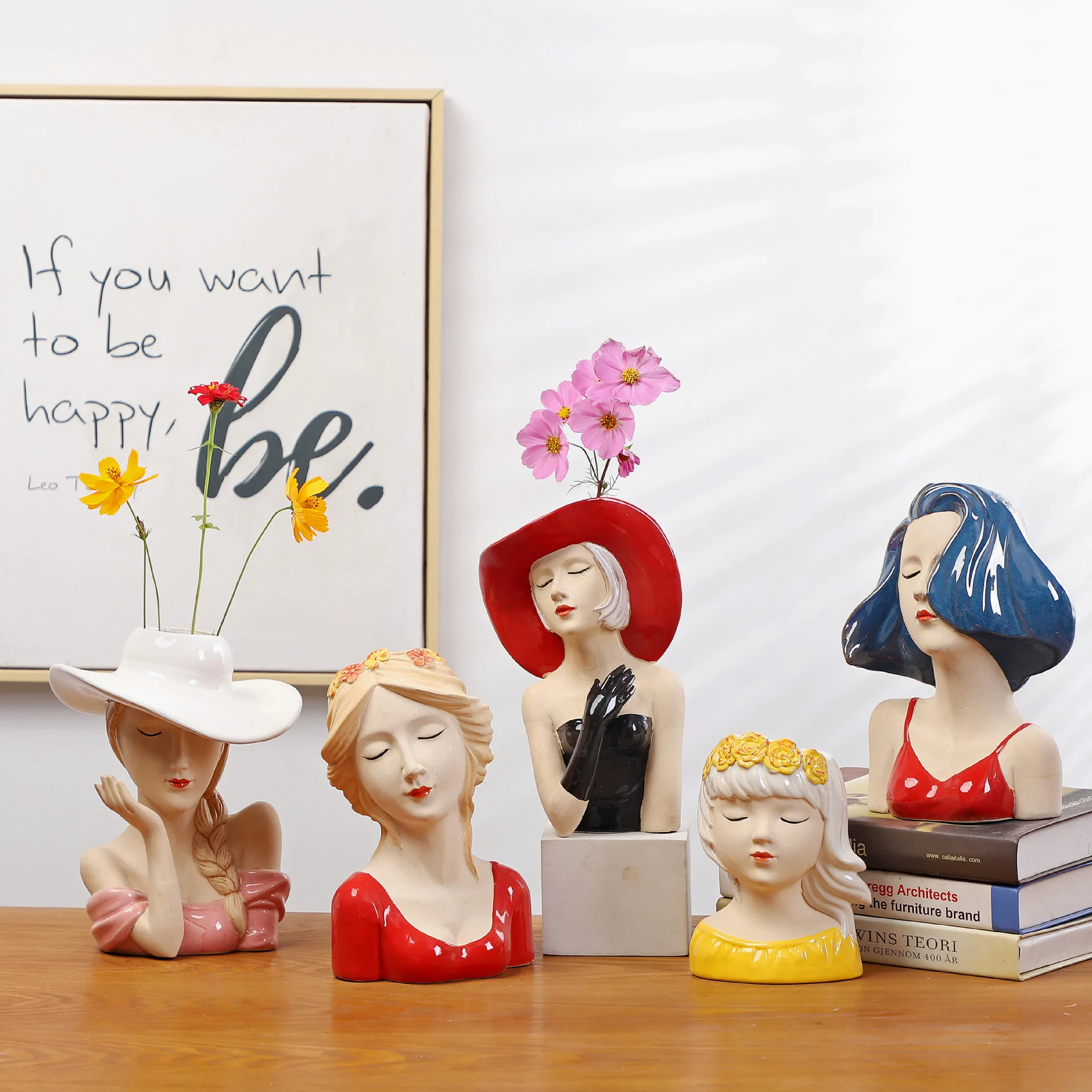 Creative Girl Figure Ornaments Vase Luxury Art Sense Vase Home Decoration Flower Inserted TV Cabinet Desktop Soft Decoration