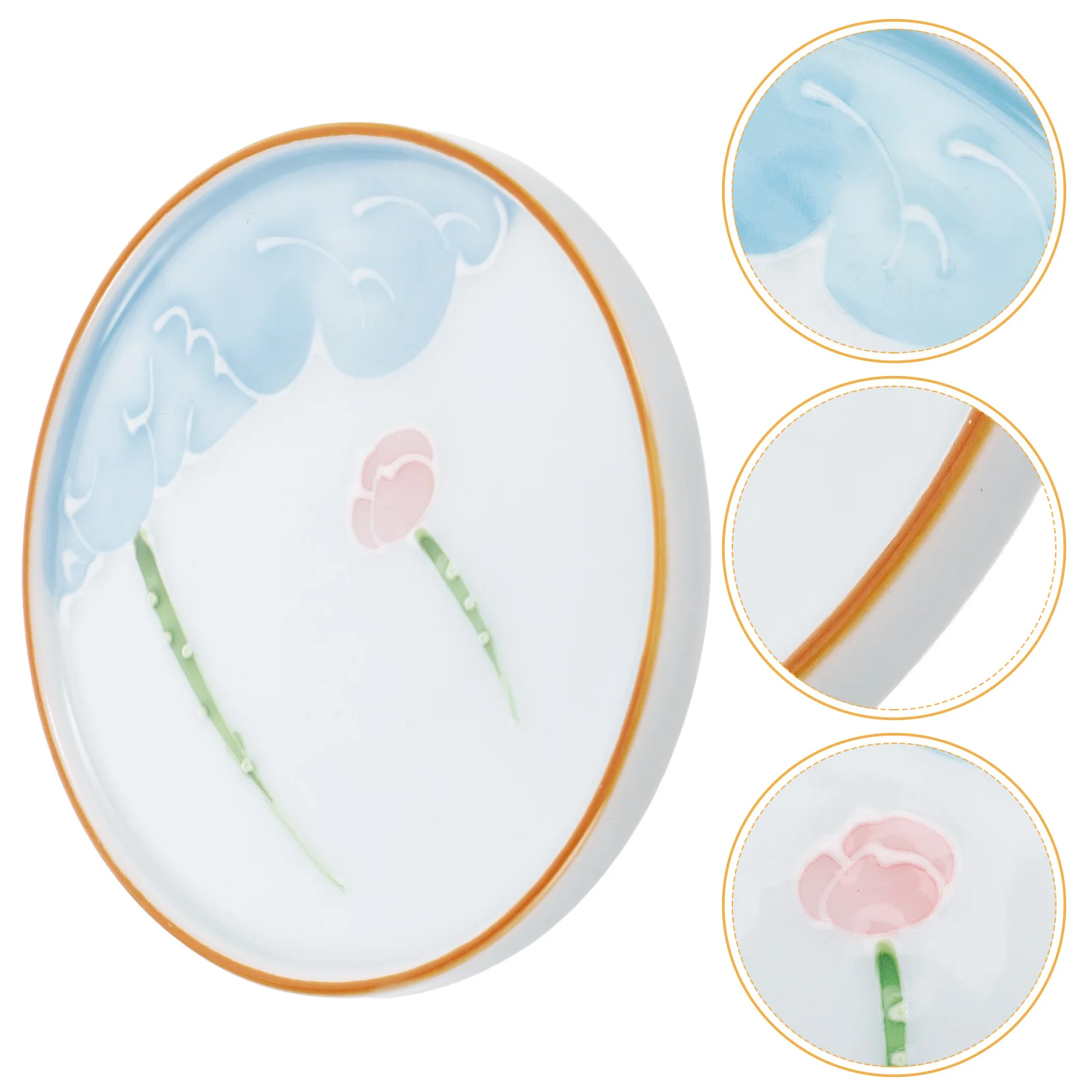 

Vintage Hand Painted Ceramic Tea Coaster Round Heat Resistant Drink Pad for Table Coffee Beer Cup Insulation Mat Decorative
