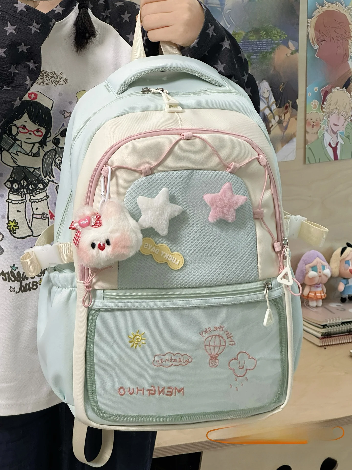 Casual Large Capaci Tea Par Sle Bapa für Junior High School Students Double Oulder Bag Sweet School Sle Soft Ma...