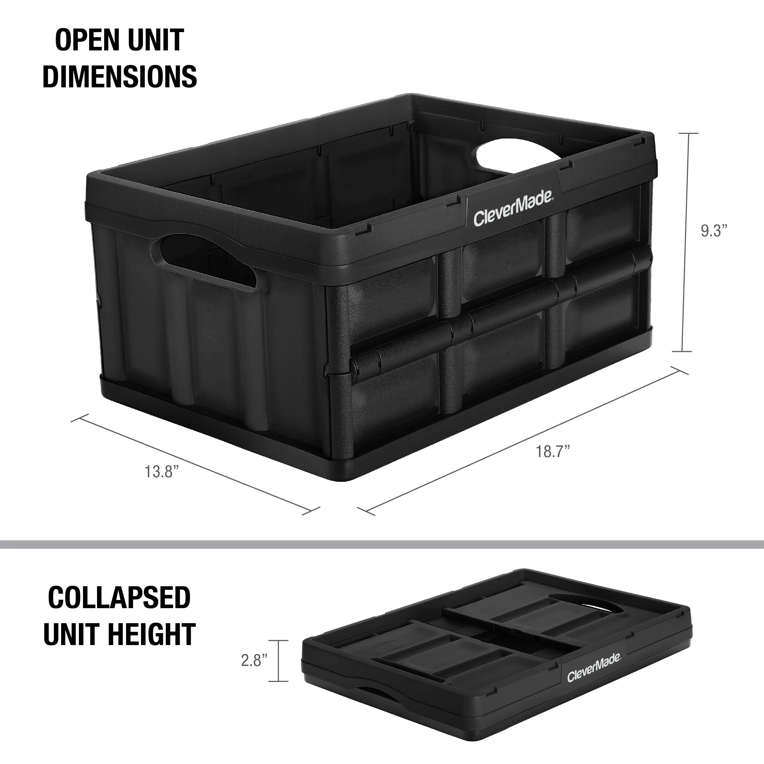 3 Pack 32L Collapsible Storage Bins Stackable Heavy Duty Plastic Organizers with Lids Obsidian