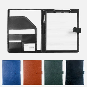 블랙 A4 가죽 Padfolio 파일 폴더, 클립보드 클립, 문서 정리, 비즈니스 미팅 클램프, 사무실용 쓰기 패드