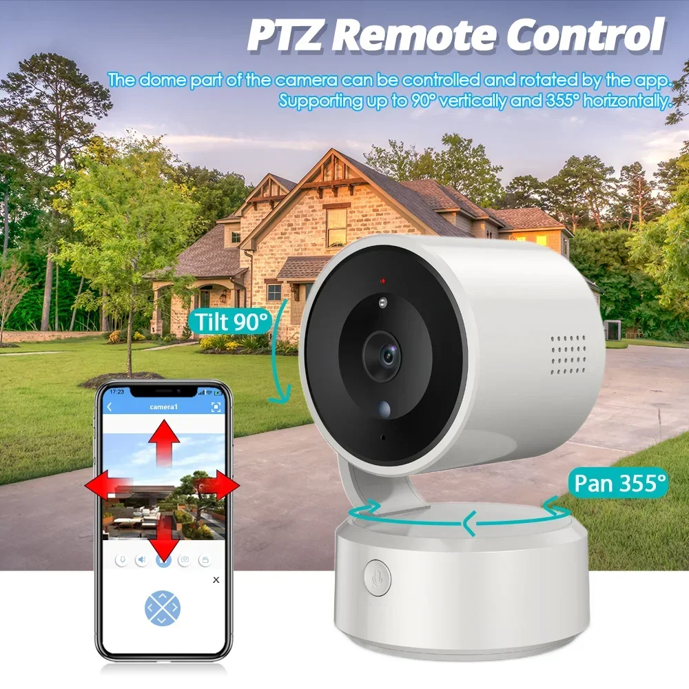 Mini cámara de seguridad de 5MP, Wifi, PTZ, Audio bidireccional para interiores, 360, videovigilancia inalámbrica, cámaras CCTV, Monitor inteligente para bebés en casa, Tuya