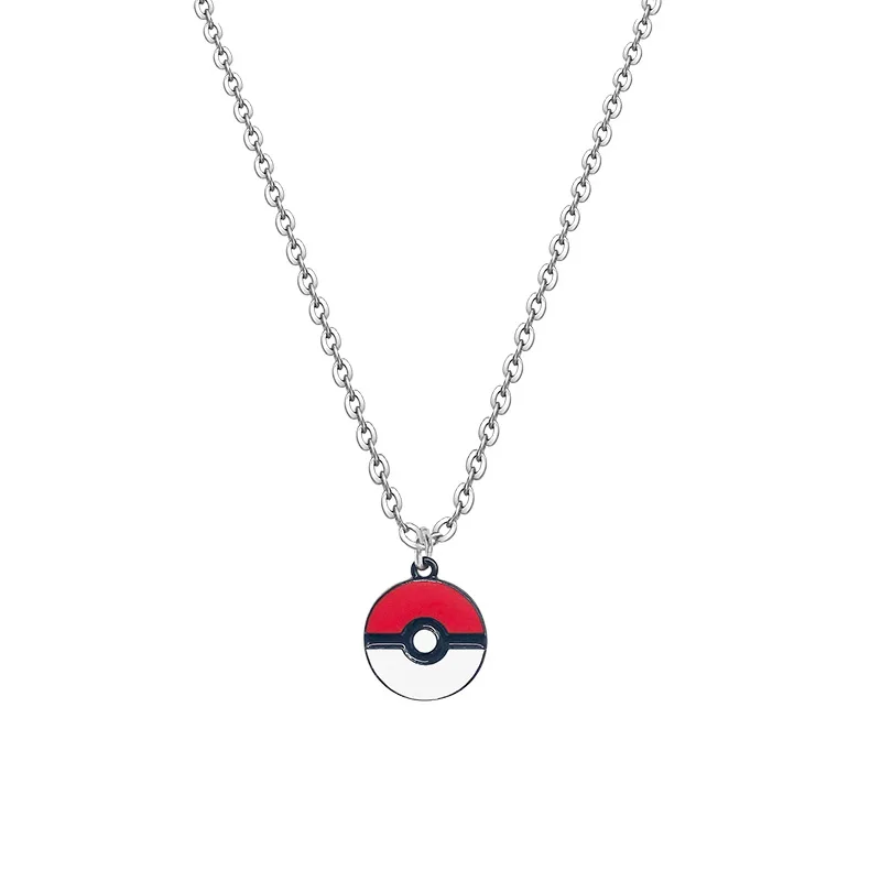 Pokemon Cartoon Pendant Necklace Pikachu Metal Hip hop Pendant Necklace Anime Magic Ball Sweater Chain Kawaii Model Jewelry Gift