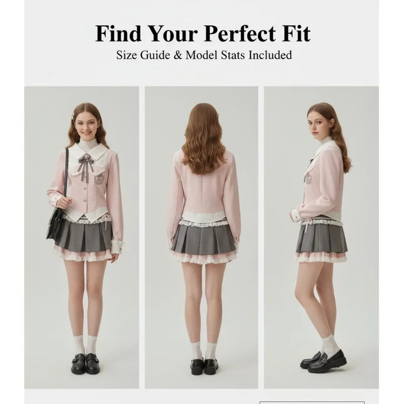 Bow Lace Fake Top Dresses 2 Piece Set Y2K Uniform College Sweet Girl Contrast Patchwork High Waisted Pleated Skirt Girls 2 Set