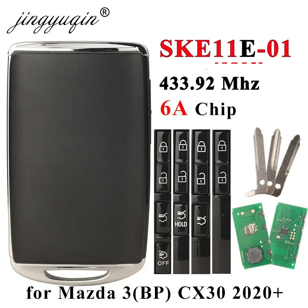 

jingyuqin SKE11E-01 433MHz 6A Chip Keyless For Mazda 3 Mazda3 M3 CX-30 CX30 2020 2021+ Proximity Keyless Entry Go Smart Car Key