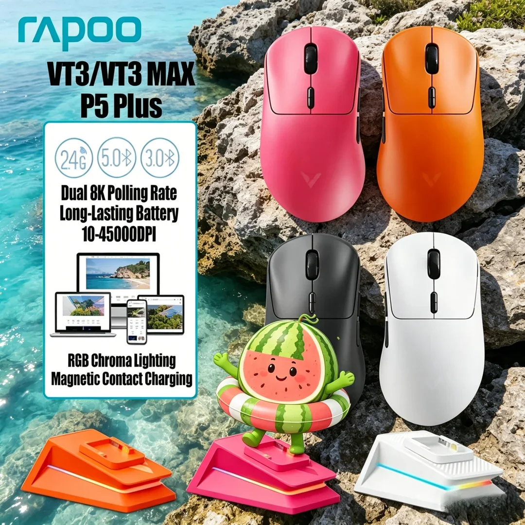 Niche Luxe Rapoo VT3 MAX P5 Plus Wireless Gaming Mouse True 8K Wireless Polling Rate 53g Lightweight Up to 750Hr Battery