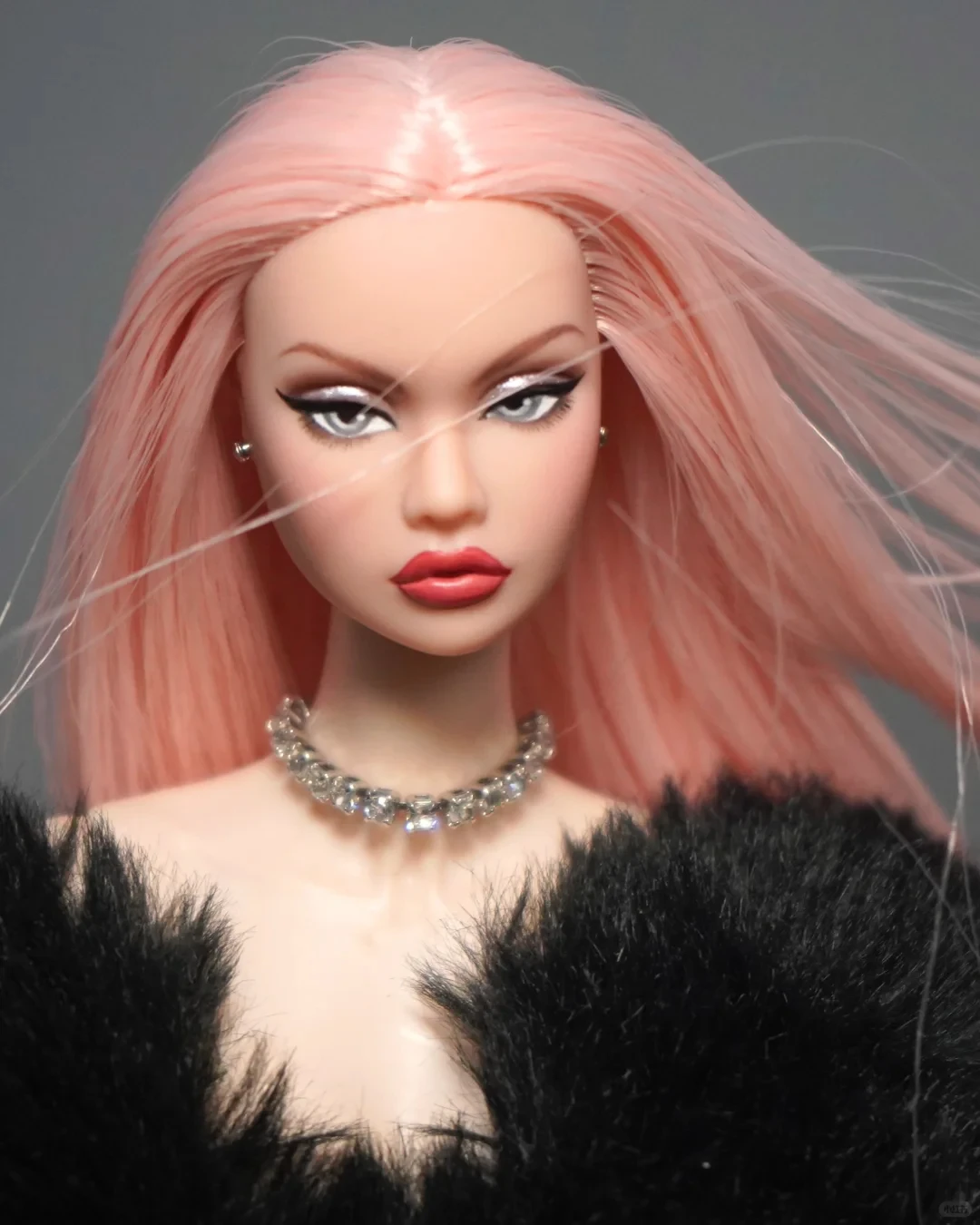 Repainted & Rerooted Poppy Parker Doll Head, Saran Hair Fiber, FR IT Base, Art Custom Doll Head For OOAK Project