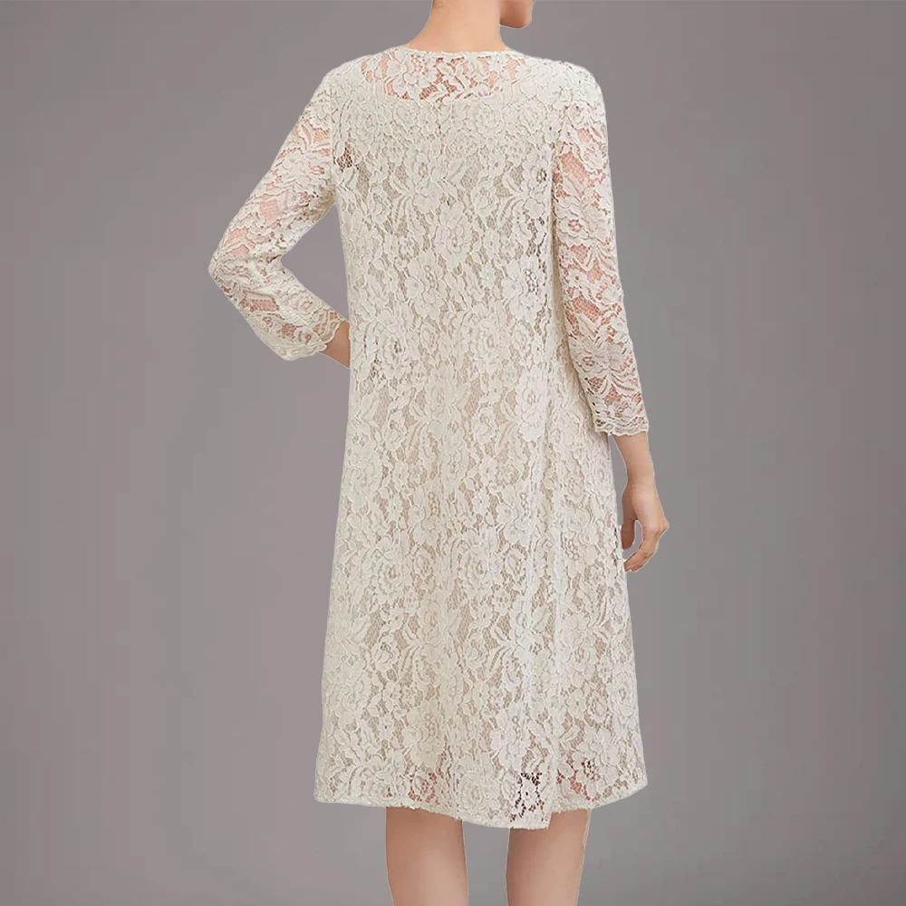 Exquisite 2-Piece Mother of The Bride Dresses with Jacket Lace Chiffon Wedding Guest Dresses for Women Evening Dress  Customized