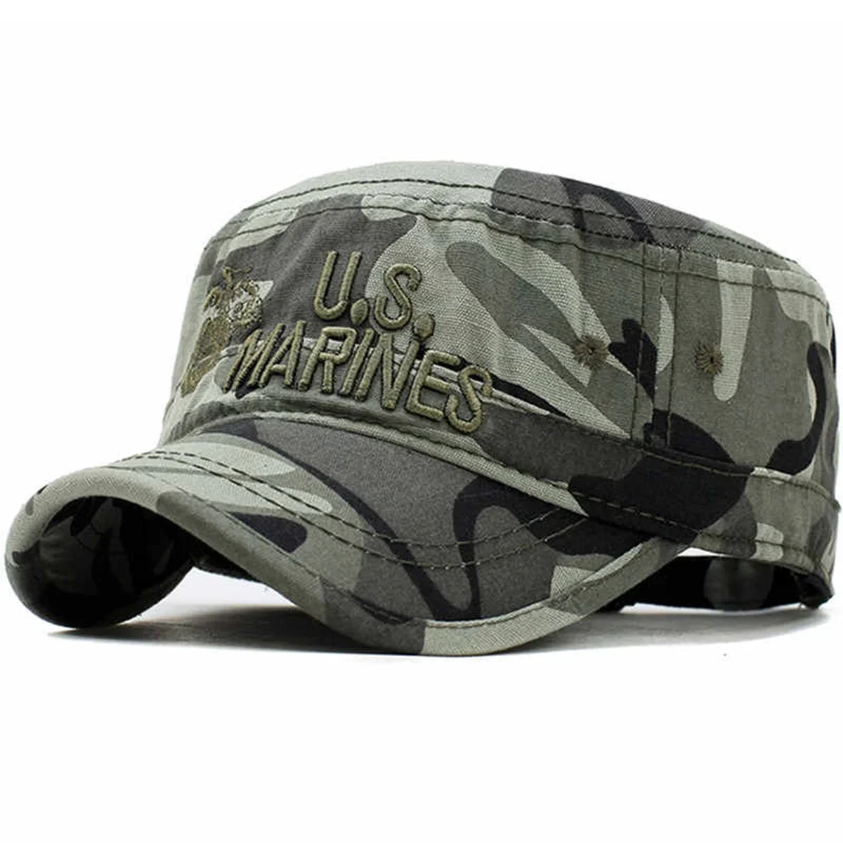 Unisex US MARINES Embroidery Baseball Cap Spring Autumn Outdoor Adjustable Casual Hats Men Flat Top Military Caps Hip-hop Hat