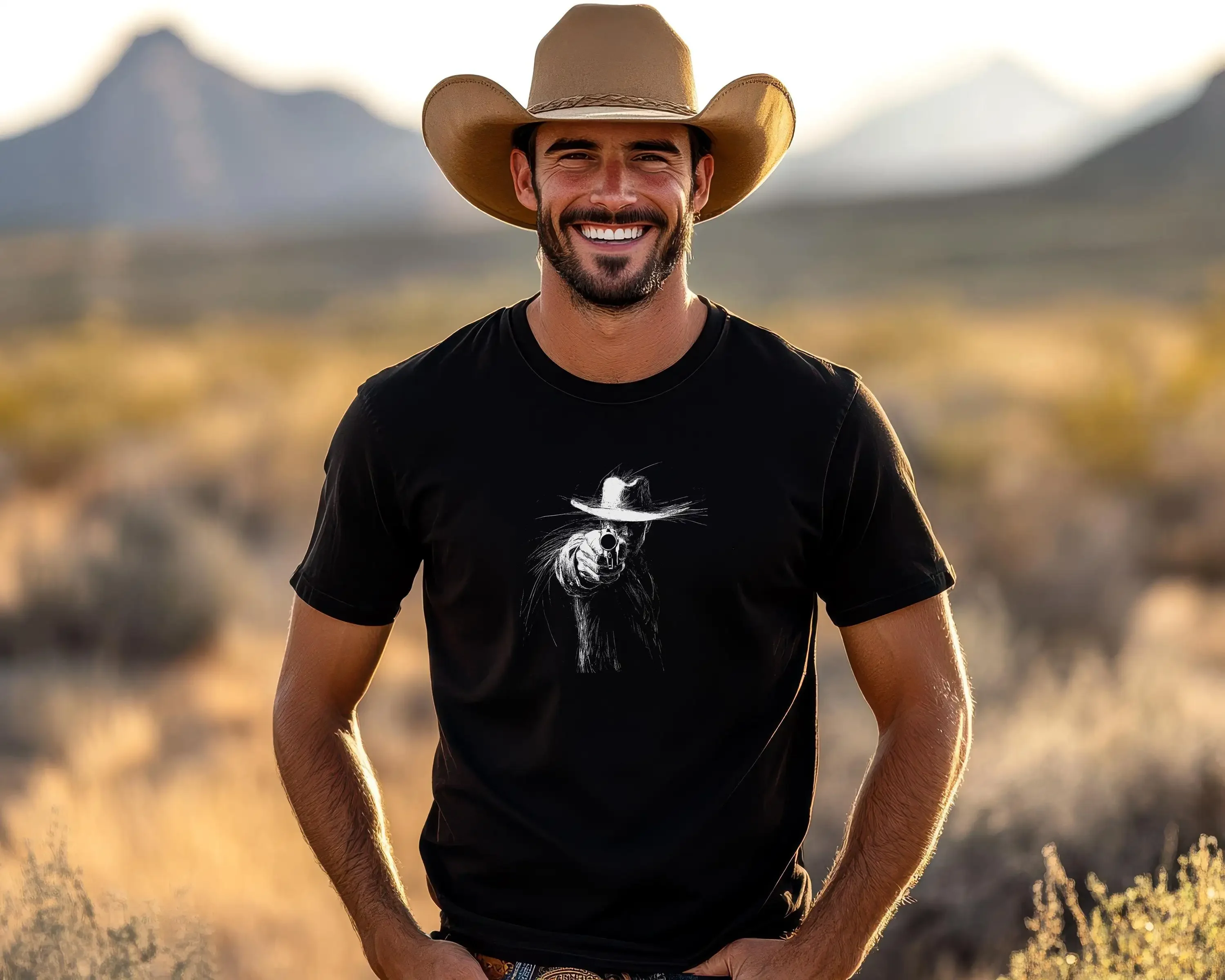 Desperado Gunslinger T Shirt Dramatic Western Outlaw Perfect for Cowboy Wild West Enthusiasts Fit