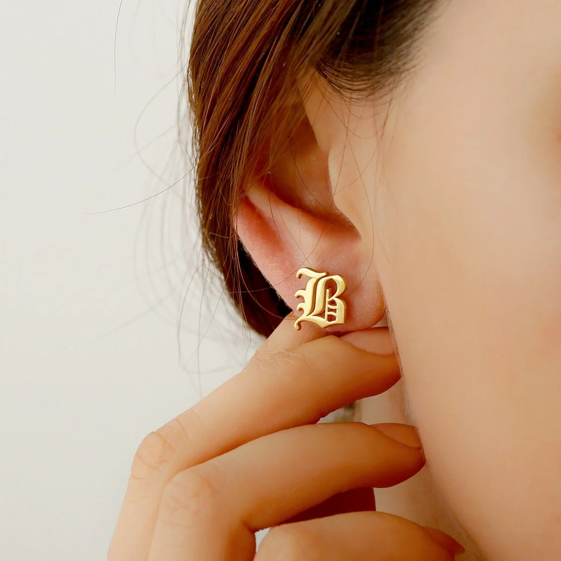 

Custom Old English Initial Earrings Women Dainty Gothic Letter Earrings Personalized Stainless Steel Earrings Valentine Gift