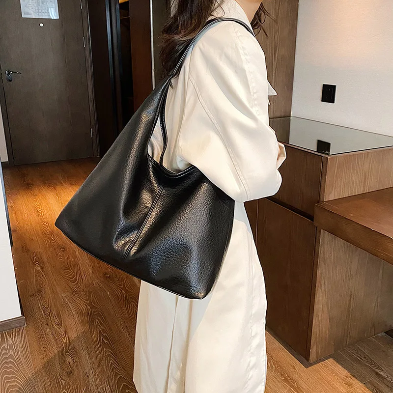 High Quality PU Simple Hasp Shoulder Bags Solid Large Capacity Sense of Luxury Commute for Women 2024 Fashion Classic Style