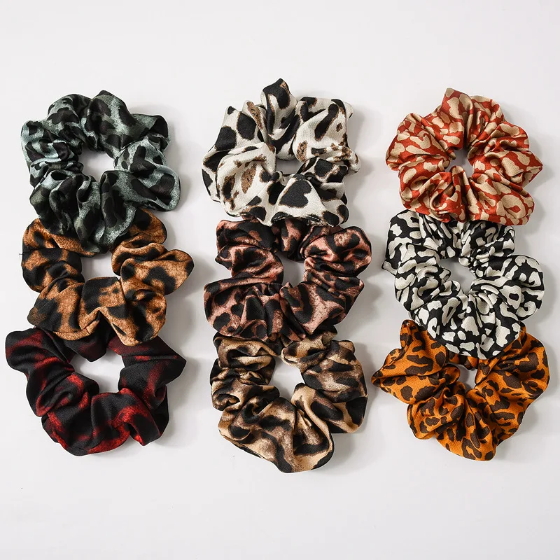 Ins Style Leopard Print Design with Pleated Hair Bands Fashion Hair Scrunchies Suitable for Ponytail Versatile Hair Accessories