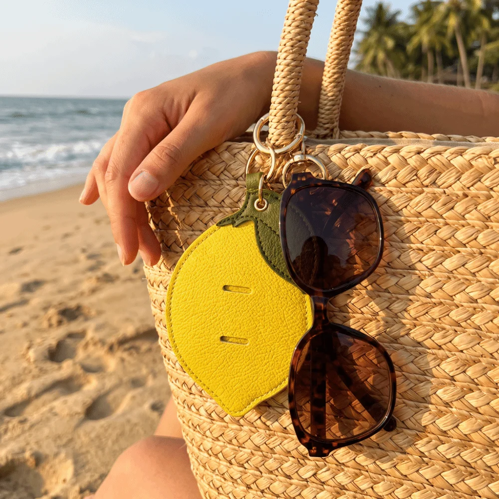 Lemon PU Leather Sunglasses Holder Heart-Shaped Portable Seastar Keyring Durable Multi-Purpose Eyeglasses Hanging Clip