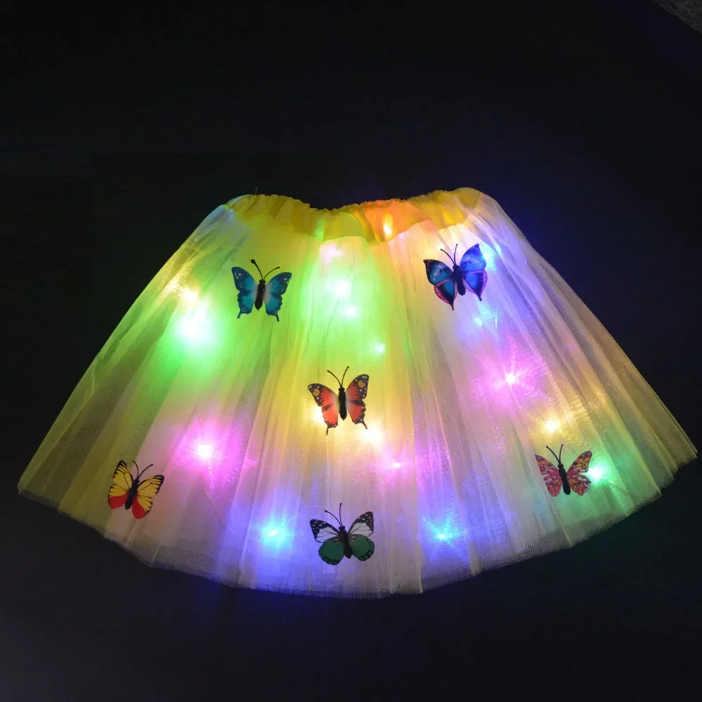 Princess  Kids Girl LED Light Glow Butterfly Tutu Skirt Luminous Party Ballet Costume Gift     Wedding Festival