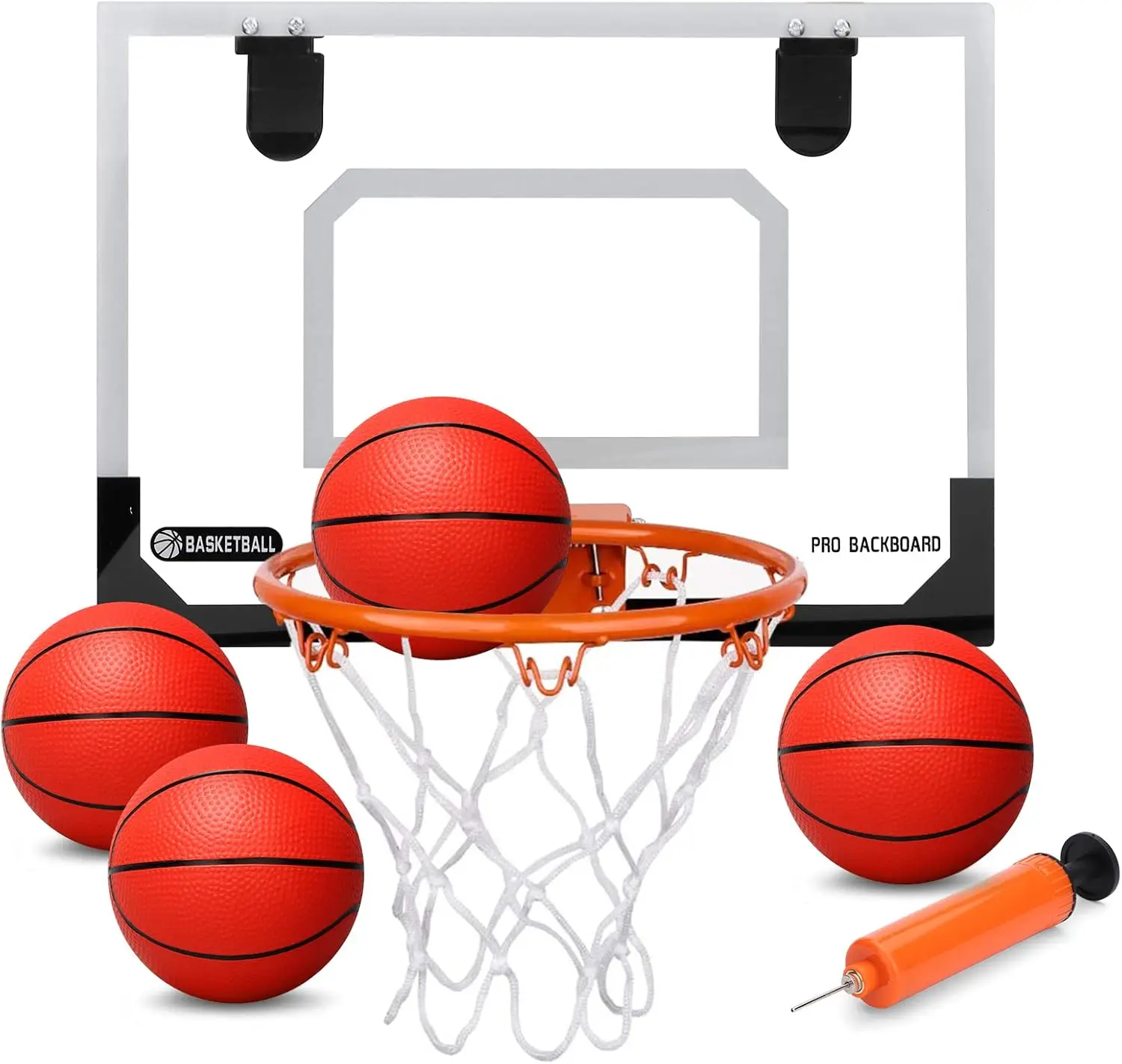 

Large Indoor Basketball Hoop, 9" Rim, Over Door, 3 Mini Balls, Gift