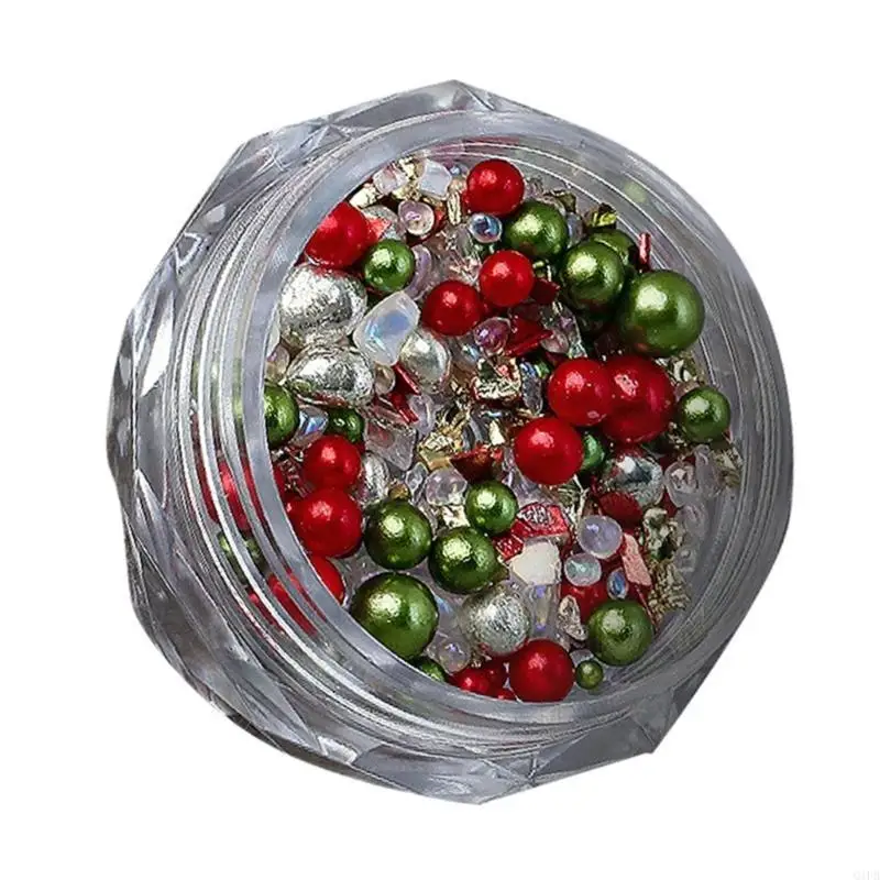 Q1FB Christmas Decorations Set Gift Charms Art Manucure Nails Accessoire